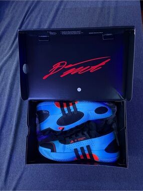 adidas Blue & Black Basketball Shoes with Red Accents